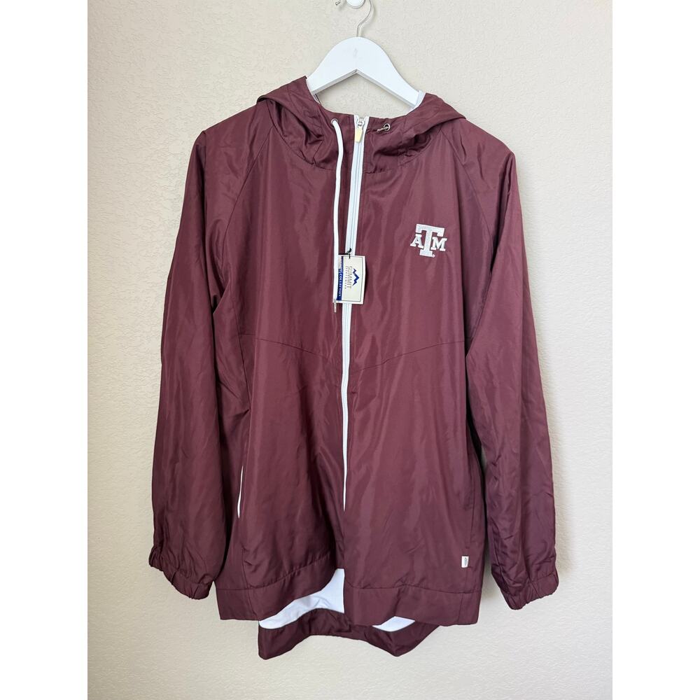 NWT Texas A&M University Full Zip Hooded Vented Windbreaker Rain Jacket Sz Large